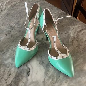 Teal/mint Boston design heels